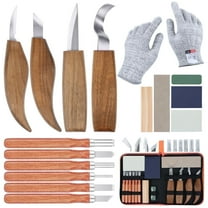 Ninonly 17Pcs Wood Carving Tools, Wood Carving Knife Set Beginner Kit, Wood Whittling Kit with 6PCS Carbon Steel Wood Carving Knife, Gloves Chip Carving Detail Knife Sandpaper for Woodworking
