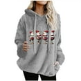 thumbnail image 3 of yoeyez Christmas Hoodie Sweatshirts for Women Xmas Fuzzy Fleece Sweatshirt Faux Shearling Warm Sherpa Pullover Tops with Hood Gray,XXXL, 3 of 5