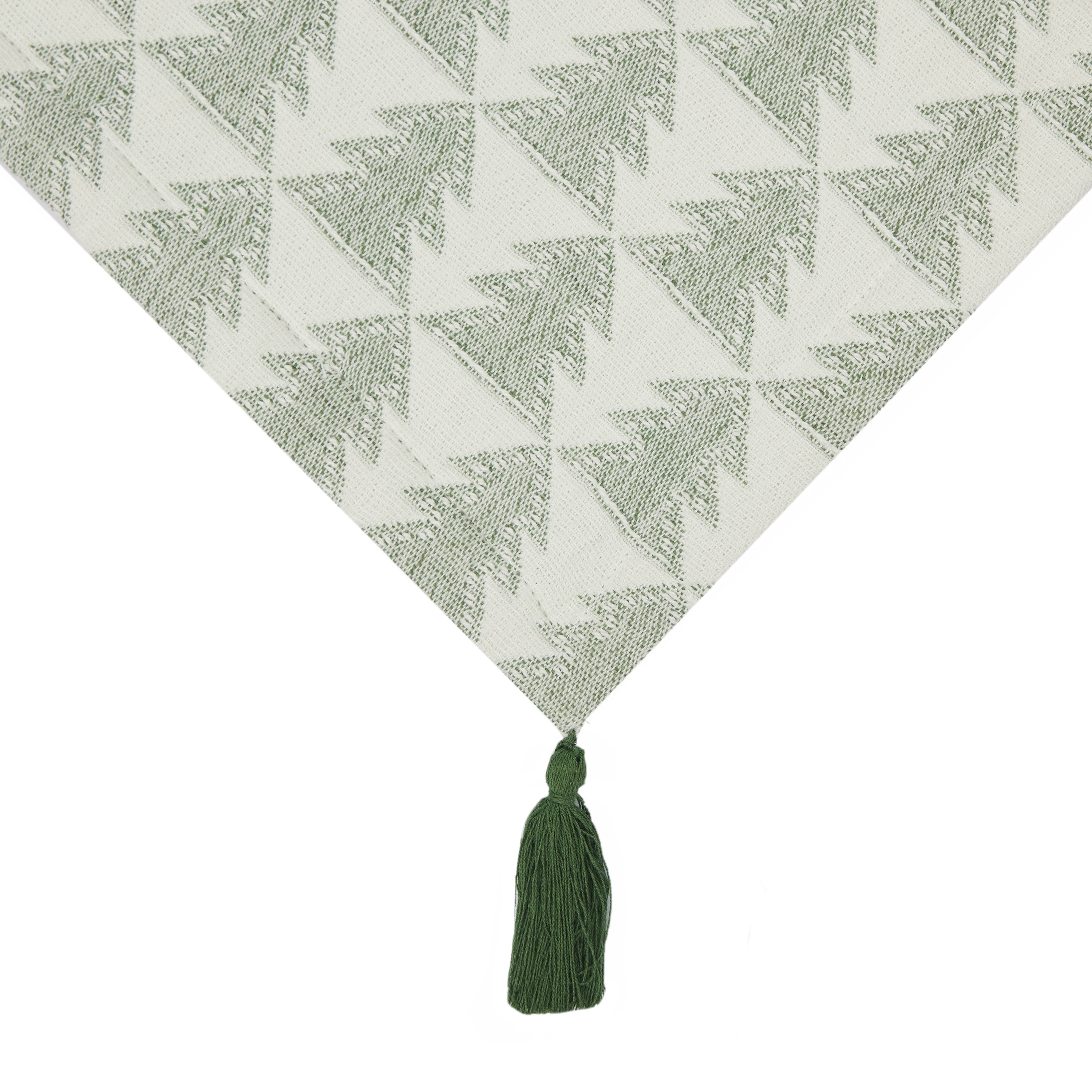 Holiday Trees Jacquard 13" x 72" Table Runner- 100% Cotton, Green