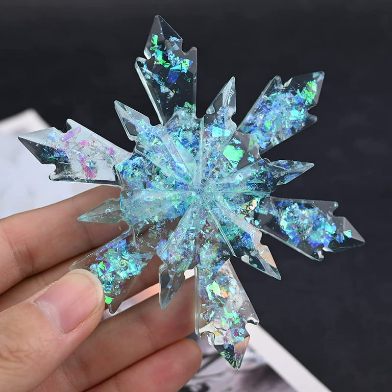 1pc Christmas Resin Molds 3D Ice Crystal Snowflake Epoxy Resin Moulds  Silicone For Xmas Tree Ornament Key Chain Decoration Gift