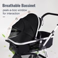 thumbnail image 3 of Hagaday Baby Stroller, 2-in-1 Reversible Stroller with Bassinet Mode, Foldable Infant Stroller with Canopy, One Button Brake, Adjustable Handle, Newborn Stroller (Black), 3 of 5