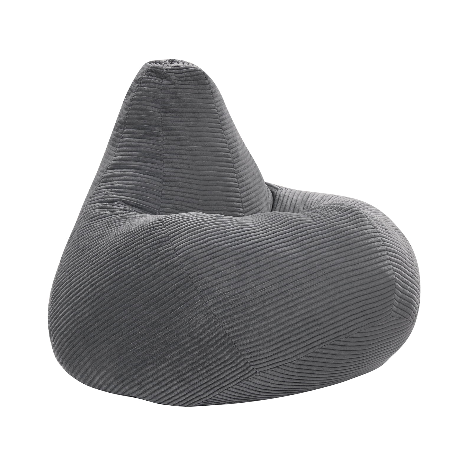 Costway Bean Bag Chair for Adults with Skin-friendly Corduroy Cover & Soft Sponge Filling Dark Gray