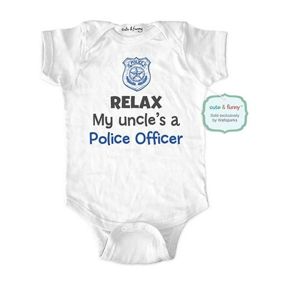 Relax my uncle's a police officer - wallsparks cute & funny Brand - baby one piece bodysuit - Great baby shower gift!
