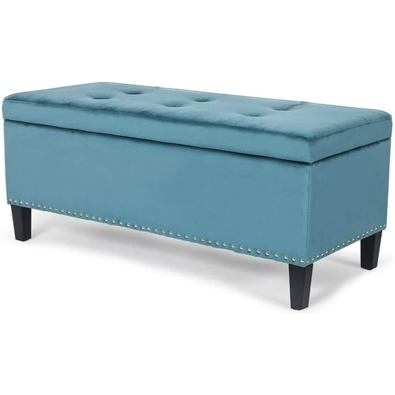 Velvet Ottomans Blue