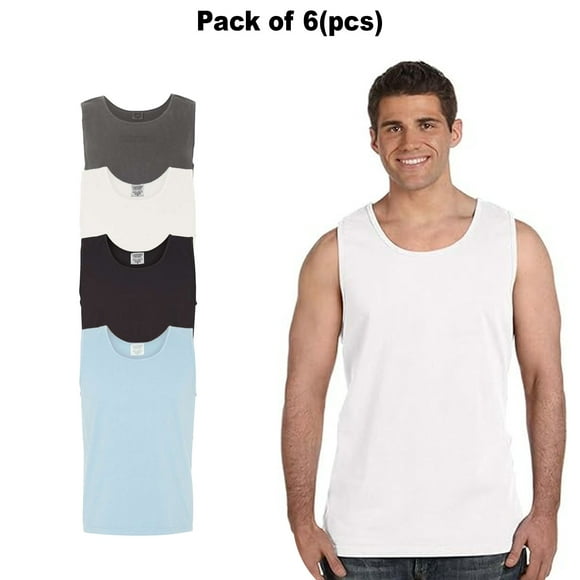 Comfort Colors - Garment-Dyed Heavyweight Tank Top, 6 Pack - 100% Ring-Spun Cotton, Size: Adult