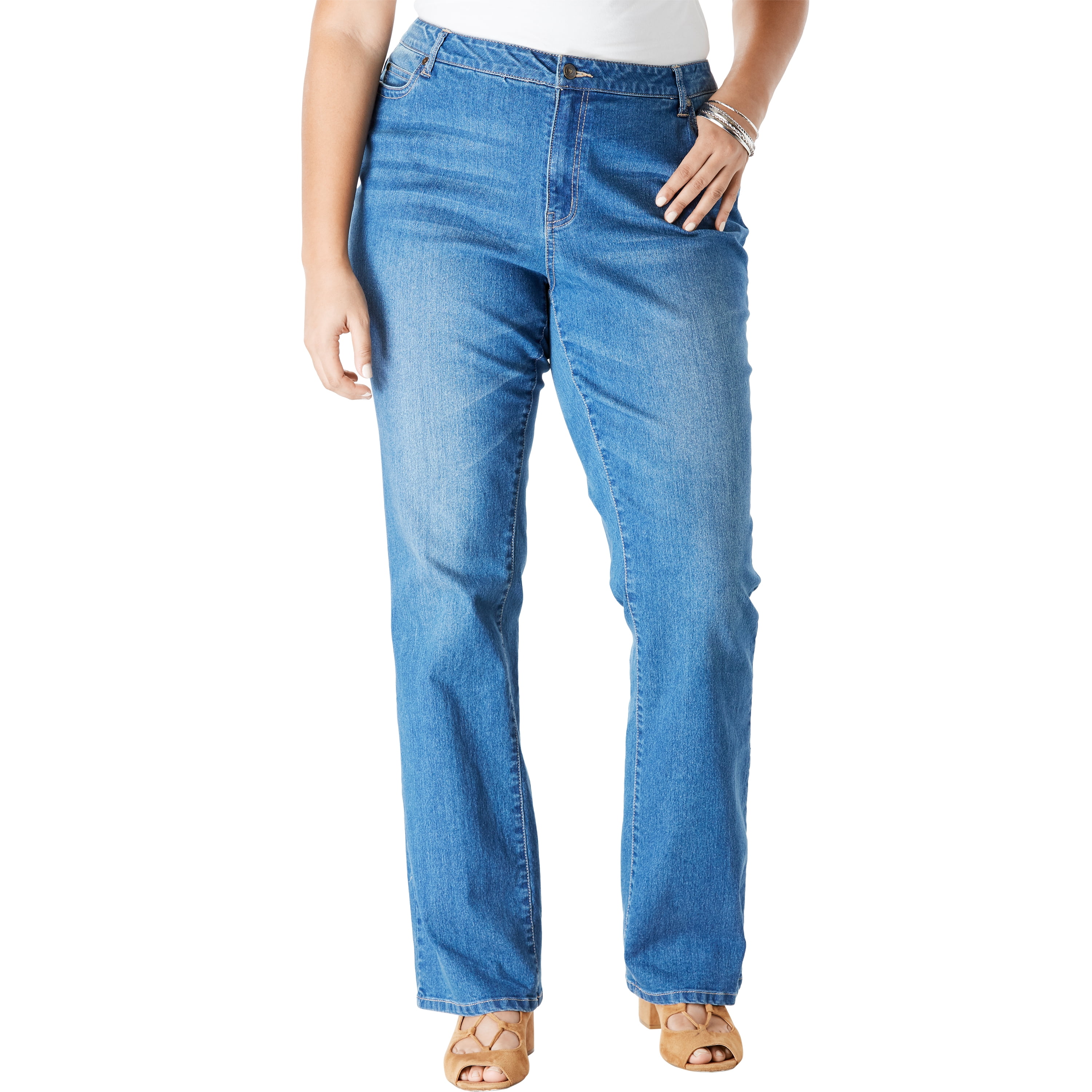 Roaman's - Roaman's Plus Size Tall Bootcut Jean With Invisible Stretch ...