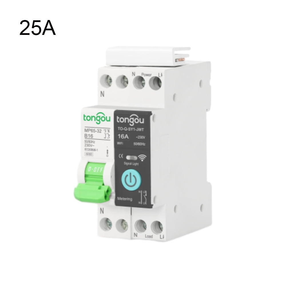 Tuya WiFi Smart Metering Switch 1P+N 10A/16A/25A/32A DIN Rail Timer Switch Voice Remote Control