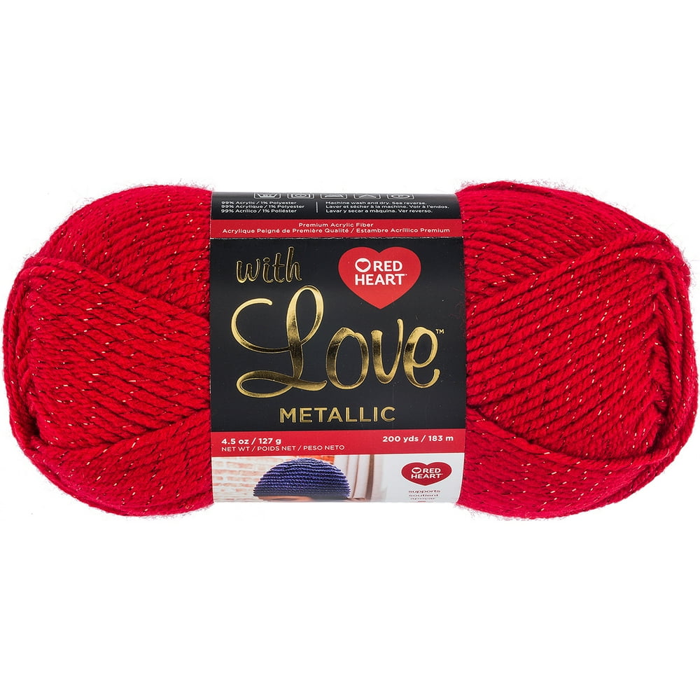 Red Heart With Love Metallic Red Yarn, 1 Each