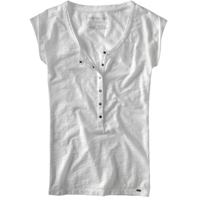 Aeropostale Womens 1/2nap Down Henley Shirt, Gris, Medium