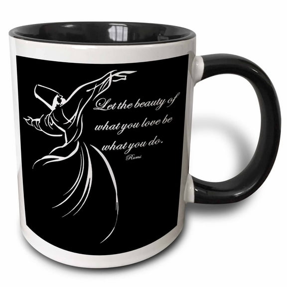3drose, Let the Beauty of What You Love Be What You Do - Black Background, 11oz Two-tone Black Mug