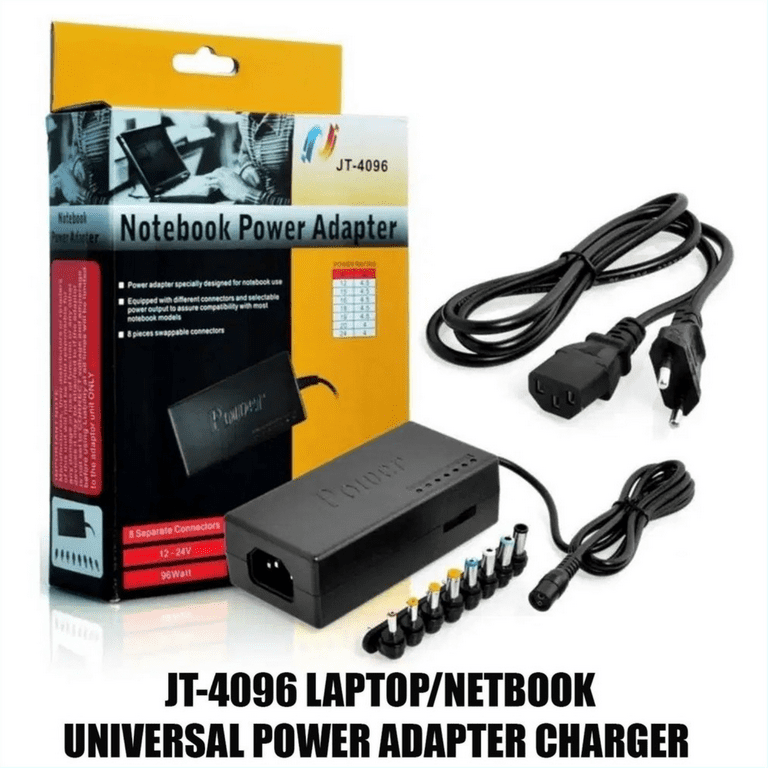 96W Portable Laptop/Notebook Power Charger Adapter (Model - JT-4096) w/ Selected Worldwide Connectors -