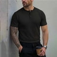 biudgviw Men's Henley Shirts Fashion Comfy Short Sleeve Knit Tops ...