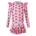 thumbnail image 7 of WOXIHUAN Girls 2 Piece Rash Guard Swimsuit Summer Printed Zipper Swimwear with Skirt Ruffle Long Sleeve Bathing Suit for 2-12T Hot Pink 5-6 Years, 7 of 7