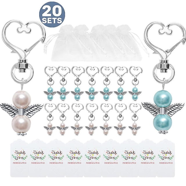 20 Pieces Angel Design Keychain Favors Set Include Angel Pearl
