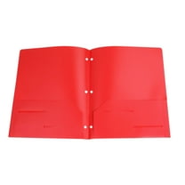 Holloyiver Heavy Duty Plastic 3 Hole Punch Pocket Folders,Plastic Folders with Pockets,Letter Size File Folders Durability, Folders with Pockets for Documents Office