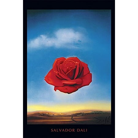 Meditative Rose c 1958 by Salvador Dali 36x24 Art Print Poster Museum Masterpiece Red Rose Blue Sky Famous (Salvador Dali Best Paintings)