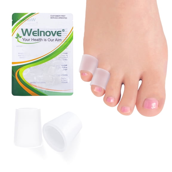 Welnove Pinky Toe Sleeves Protectors - 12-Pack Aloe Vera Extract Infused Silicone Toe Covers for Corns, Calluses, Blisters – Soft Gel Protector Toe Cushions for Pain Relief