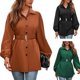 thumbnail image 2 of Women's Casual Shacket Jacket Solid Color Long Sleeve Button Down Shirt Shacket Tops Fashion Fall Shirts Outwear Blouses dark green XL, 2 of 4