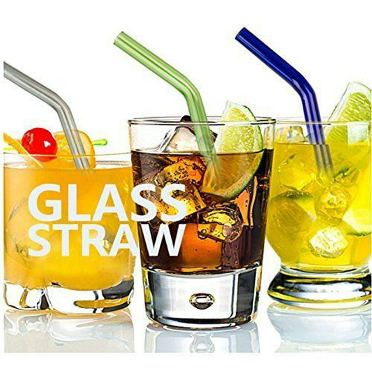 4Pcs Transparent Reusable Glass Drinking-Straw Wedding Birthday Party +  Brush