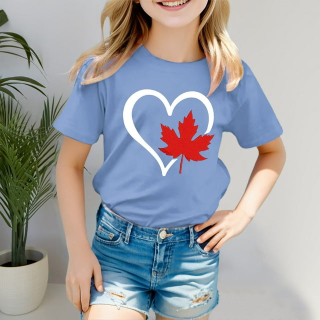 Hauts et T-Shirts pour Filles, T-Shirt Basique à Manches Courtes Col Rond pour Filles – Haut d'Été Coupe Décontractée Léger pour Usage Quotidien