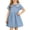 Light Blue, variant on Amidoa Girls Summer Dresses A-Line Solid Color Bowknot Short Sleeve Dresses Kids Casual Sundress Blue Size 6