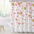thumbnail image 2 of Valentine''s Day Shower Curtain, Romantic Gold and Pink Heart Shower Curtain Set for Bathroom Waterproof Fabric Shower Curtain with Hooks, 72x84 Inch, 2 of 6