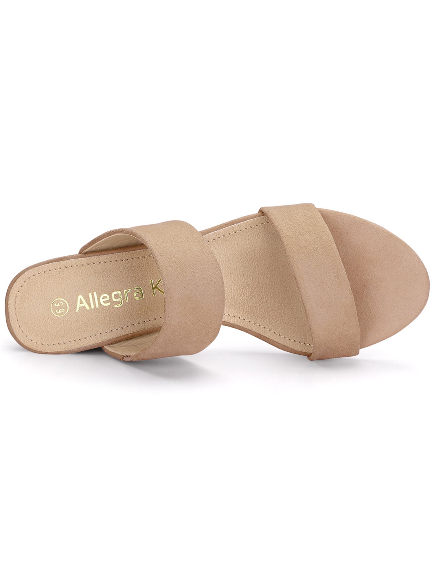 DARING DIVA Stylish Women's Block Heel Dual Straps Slide Sandals 6 Nude