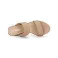 thumbnail image 4 of BLISSFUL STEP Women's Shoes Dual Straps Mid Chunky Heel Slide Sandals Nude 6, 4 of 7