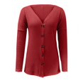 thumbnail image 5 of Vedolay Women Sweater Open Front Casual Knit Long Sleeve Tops 2023 Red,2XL, 5 of 5
