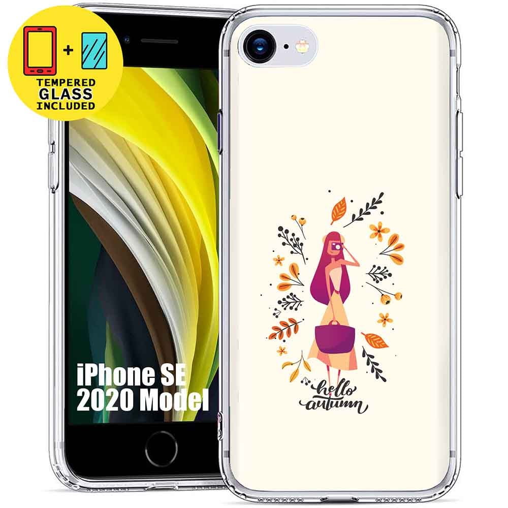 Clear TPU Phone Case for Apple iPhone SE 2020,Hello Girl,Temper Glass