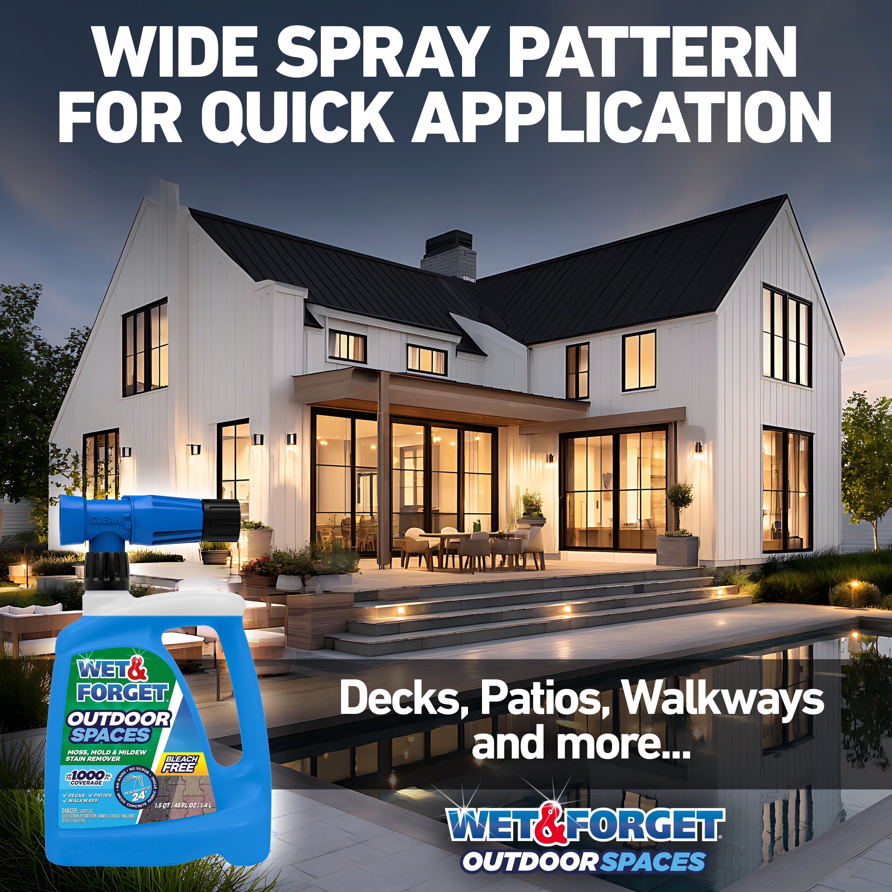 Wet & Forget Outdoor Spaces Moss, Mold, Mildew, and Algae Stain Remover Spray, 48 oz