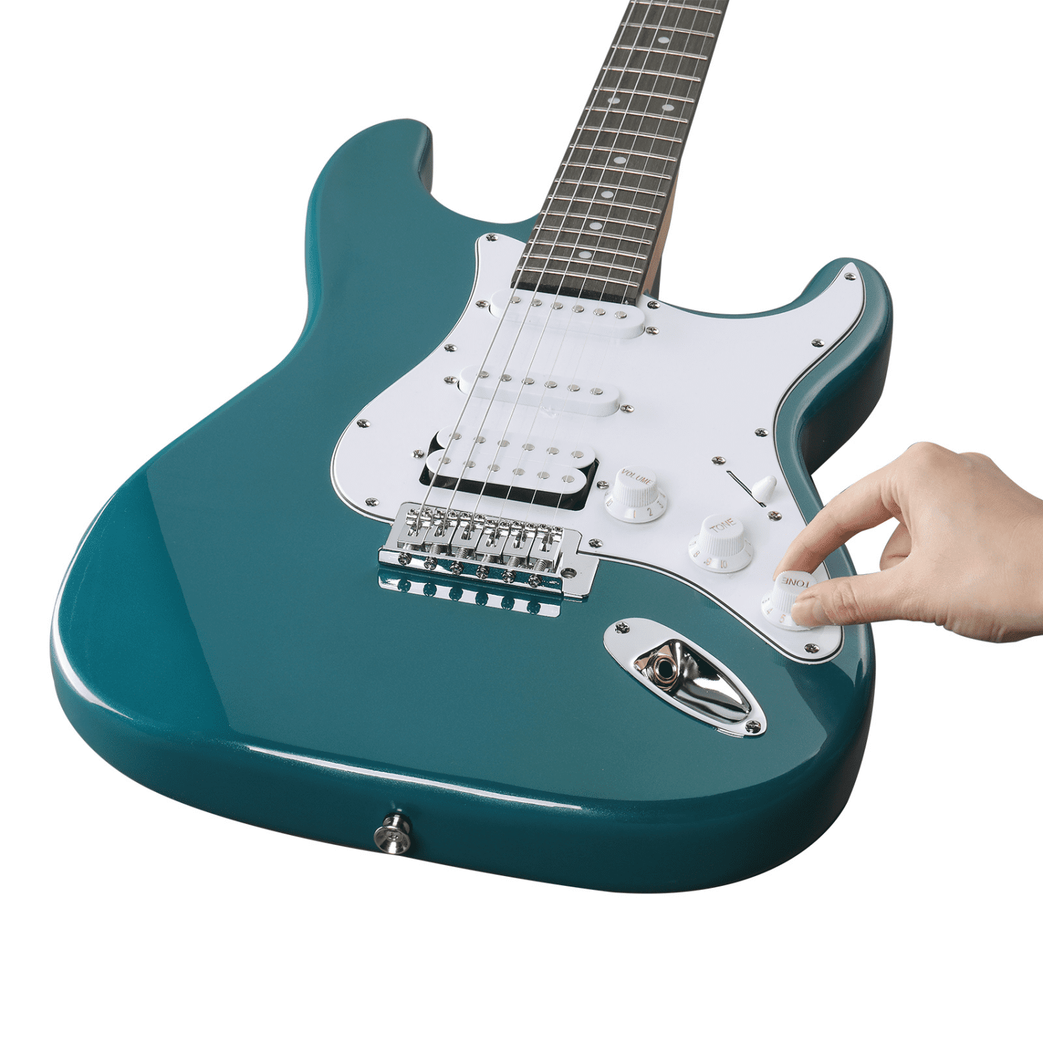 Hassch 39 Inch Electric Guitar with 5W AMP and Gig Bag, Beginner Electric Guitar Kit with Strap, Strings, Amp Wire, Tremolo Arm and Wrench Tool, Lake Blue