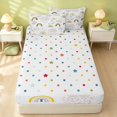 thumbnail image 4 of Erosebridal Kawaii Rainbow Zipper Twin Comforter Sets with Fitted Sheet and 2 Pillowcases, Cartoon Stars Zipper Bedding Set, Polka Dots Reversible, Neutral Pastel, Polka Dots Reversible, 4 of 7