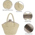 thumbnail image 3 of Kukuzhu Women Straw Beach Tote Bag Handmade Woven Shoulder Bag Top Handle handbag for Summer, 3 of 6
