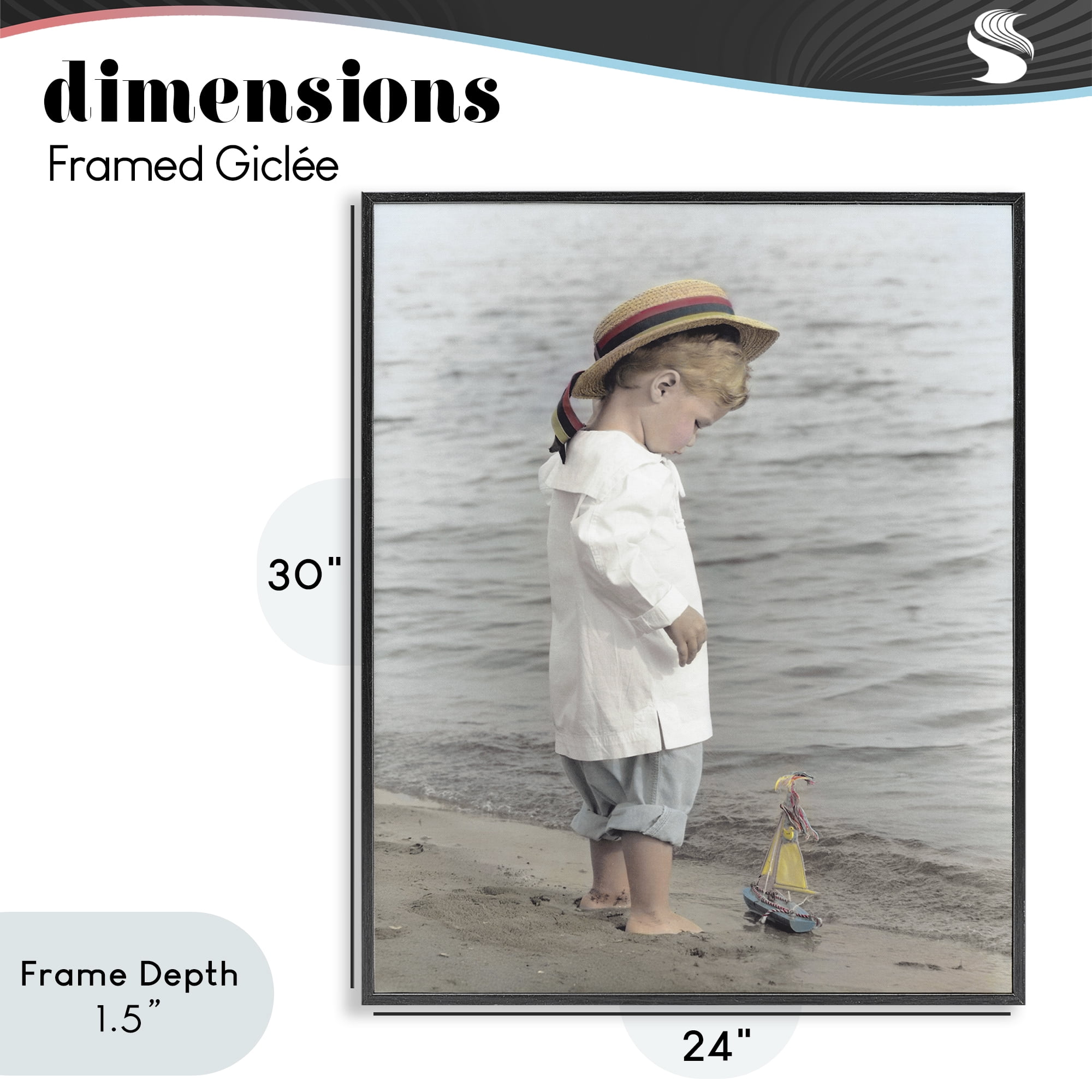 Stupell Industries Child on Beach Shore Black Framed Giclee Art, design by Kendra Dew