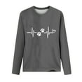 thumbnail image 4 of Love Heart Dog Paw Print T Shirts Women Long Sleeve Pullover Tops Casual Blouse Heartbeat Graphic Dog Mom Gift Tees, 4 of 4