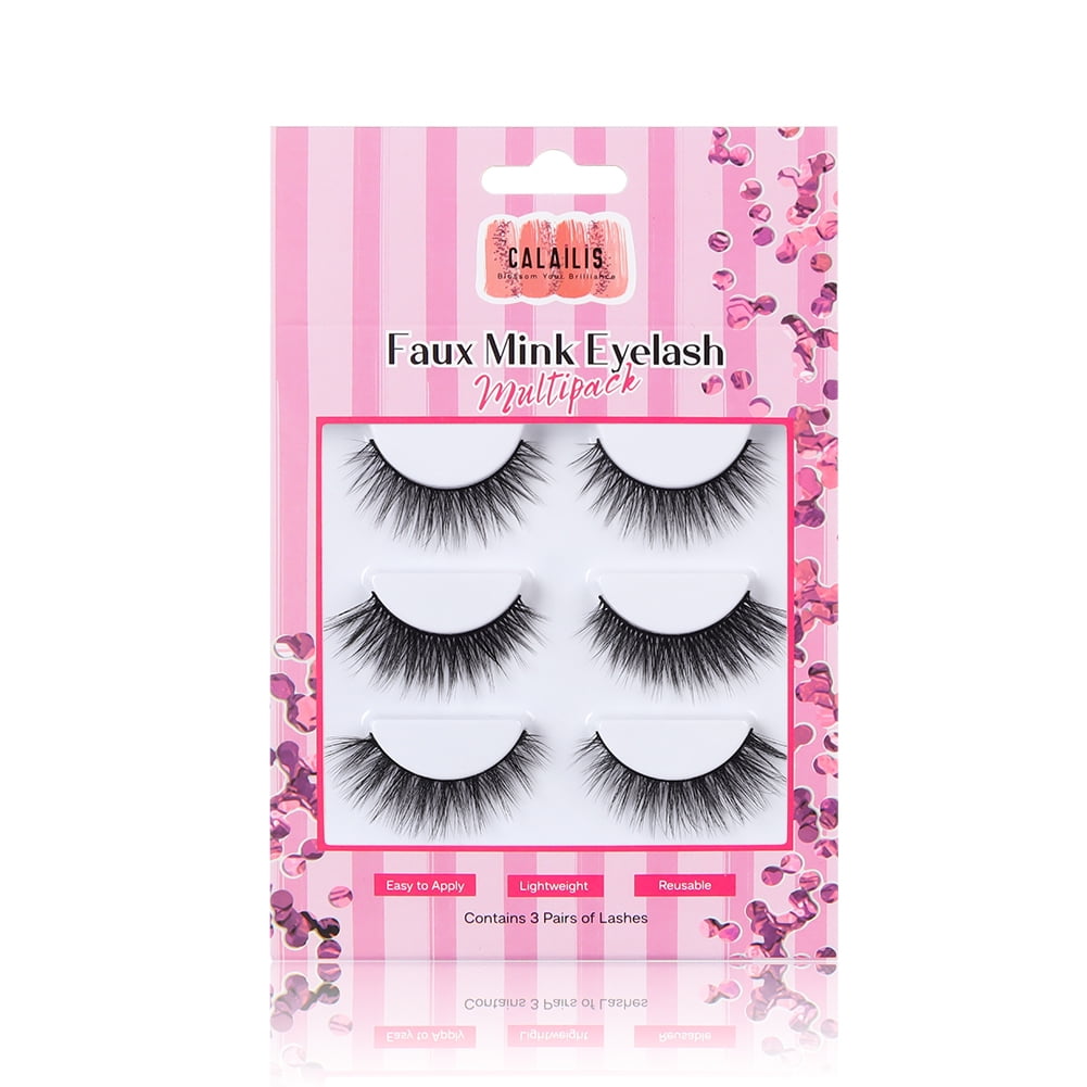 CALAILIS False Eyelashes,3D Faux Mink Fake Eye Lashes Natural Lashes 3