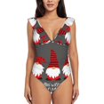 thumbnail image 2 of Yiaed Chillin with My Gonme Print Women's Ruffled One Piece Swimsuit V Neck Swimwear Slimming Monokini for Woman-XX-Large, 2 of 8