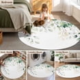 thumbnail image 6 of Eucalyptus Leaves Round Rugs 7ft, Spring Botanical Pastoral Watercolor Non Slip Washable Rug Runner, Low Pile Indoor Floor Carpet Mat Bathroom Rugs for Living Room, Bedroom, Kids Room, 6 of 9