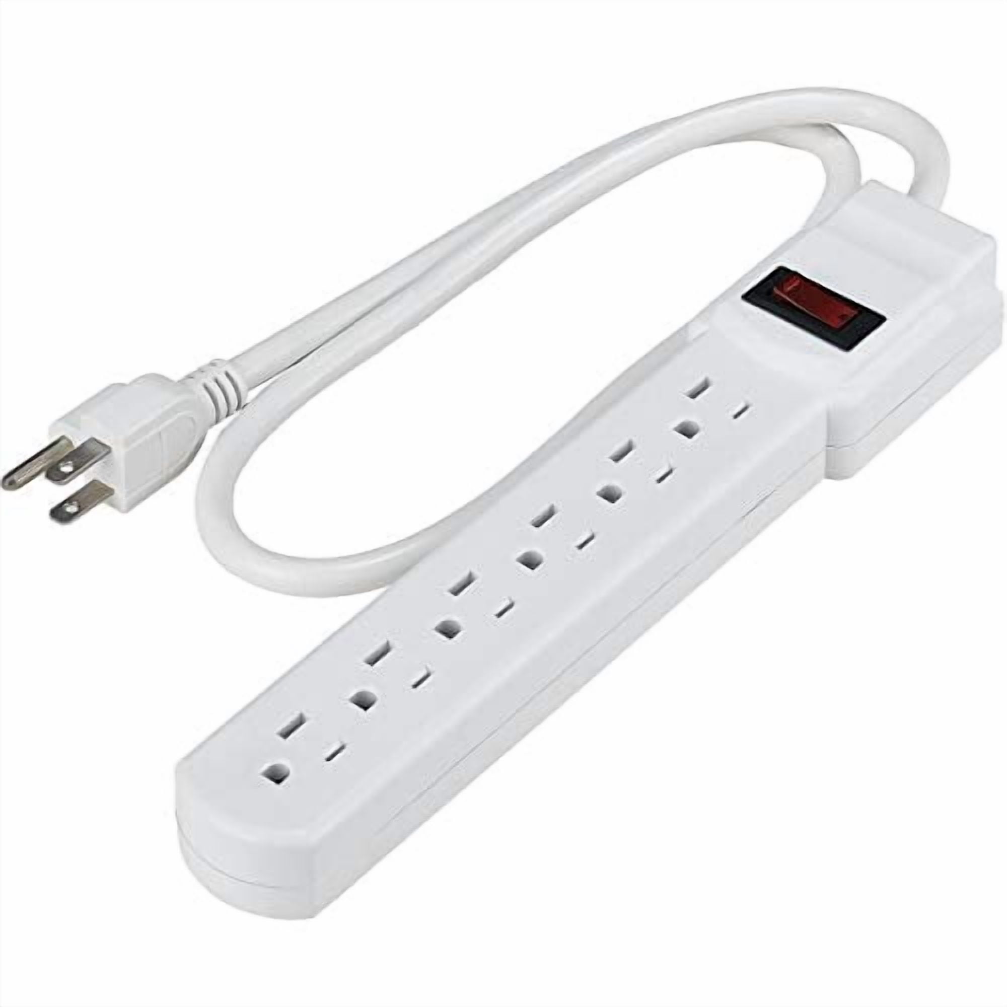Global Industrial Power Strip 6 Outlets 15A 12""L 2-1/2' Cord