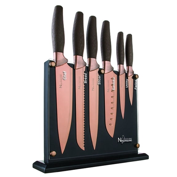 New England Cutlery 7 Piece Titanium-Coated Bronze Knife Set NE8807