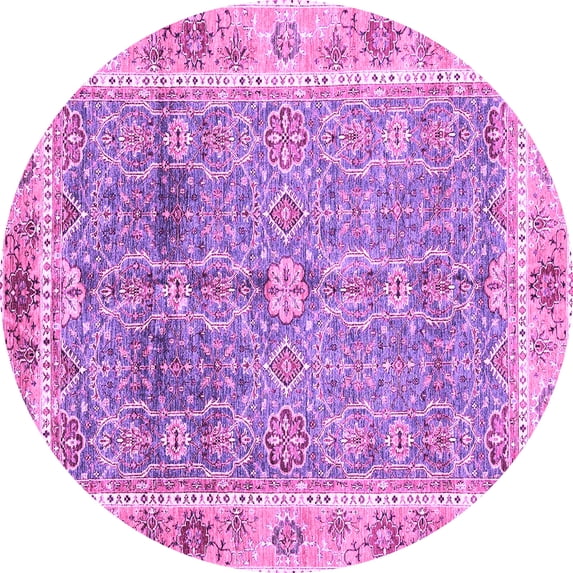 Ahgly Company Indoor Round Oriental Purple Traditional Area Rugs, 4' Round