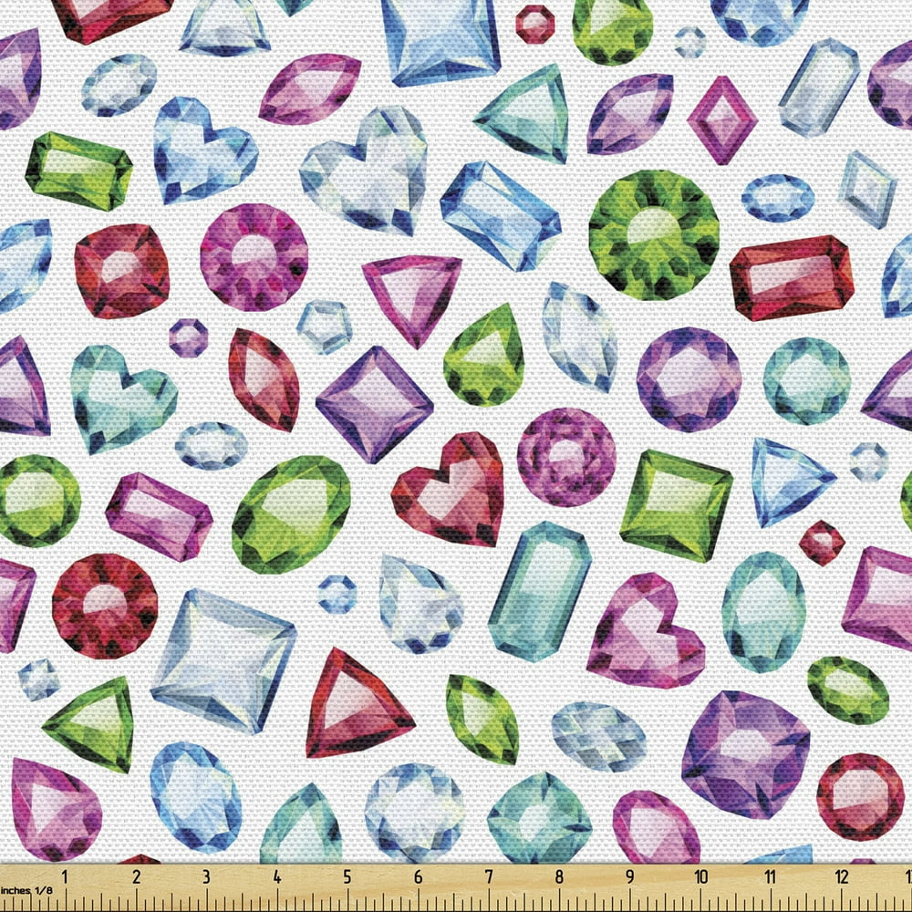 Diamond Fabric by the Yard Heart Geometric Shaped Colorful Little