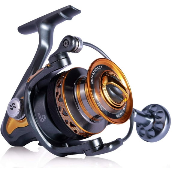Sougayilang Spinning Reel - Freshwater and Saltwater Fishing Reels Spinning Stainless Steel Bearings Smooth Powerful 9+1 Steel Ball Bearings Up to 17.7lbs of Smooth Drag Fishing Reels