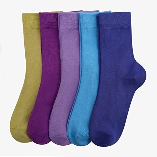 SERISIMPLE Women Thin Ankle Socks Bamboo Crew Lightweight Soft Breathable Socks 5 Pairs (Royal Colors, Large)
