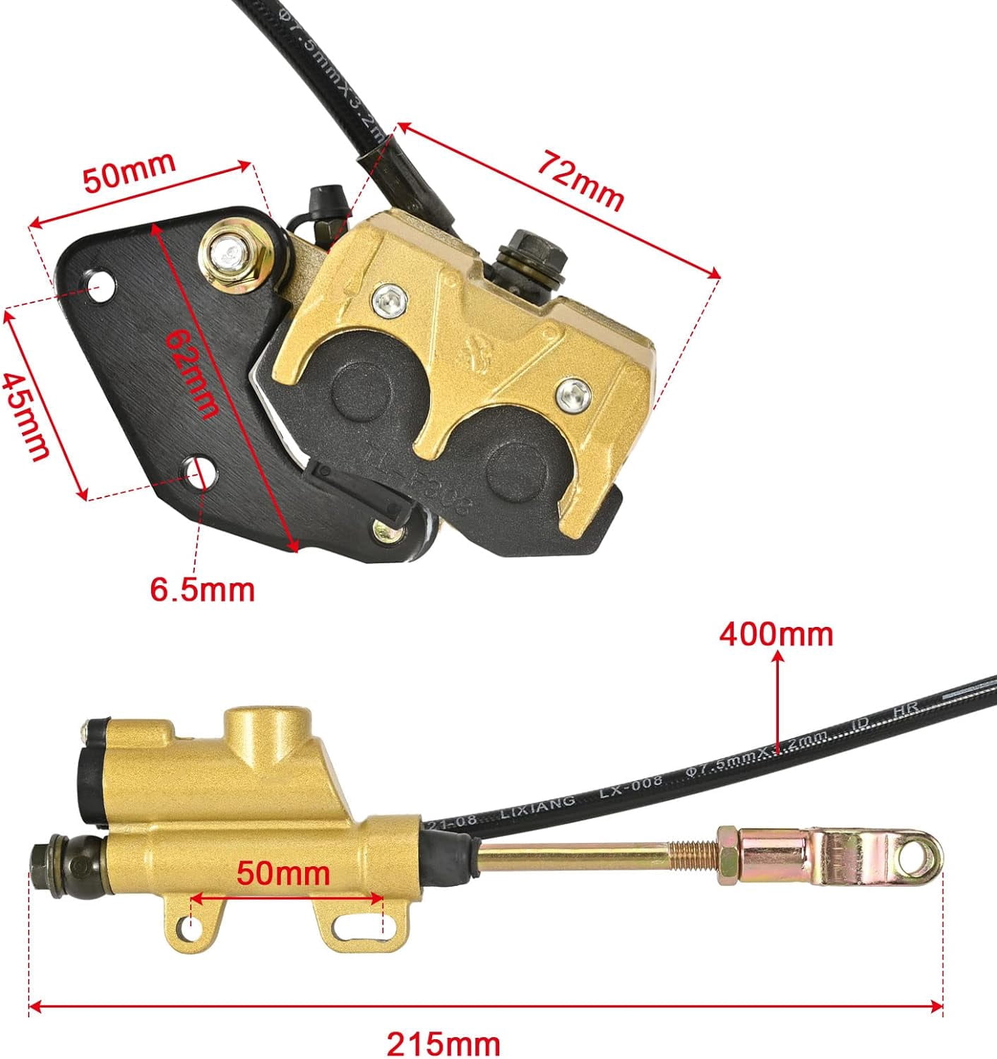 Trkimal Rear Foot Disc Brake Master Cylinder Assembly for Chinese ATV Apollo Atomik Ssr Pit Dirt Bike Buggies Go kart 50cc 70cc 90cc 110cc 125cc (A Rear Master Cylinder)