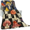 thumbnail image 2 of Vintage Mushroom Throw Blanket, Colorful Mushrooms Checkerboard Blankets for Bedroom Living Room Couch Decor, Fuzzy Cozy Soft Lightweight Throws, Birthday Gifts for Kids Boys Girls, 50x60 in, 2 of 6