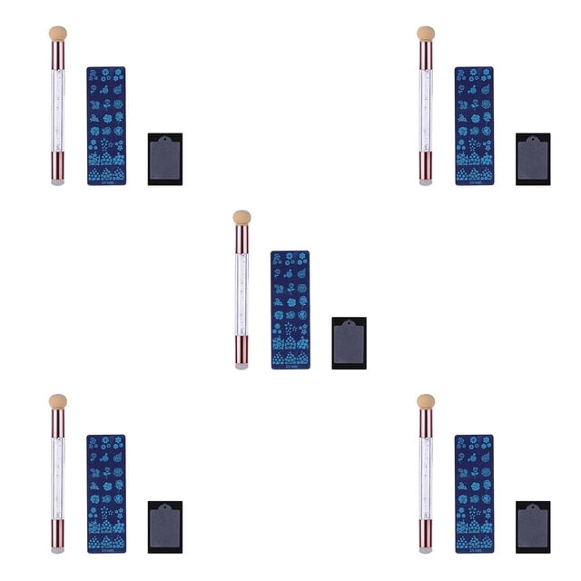 Soidarity Placa de estampación de uñas de acero inoxidable con patrón Pluma de arte de uñas de cabezas Rascador de PVC Rosa roja 5piezas