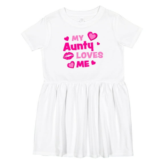 Inktastic My Aunty Loves Me with Hearts and Kiss Girls Toddler Dress