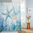thumbnail image 2 of Bathroom Shower Curtain Coastal Gradient Coral Starfish Waterproof Shower Curtains with Hooks, Summer Ocean Animal Bath Curtains Bathtub Curtain Home Decor 36x72in, 2 of 9